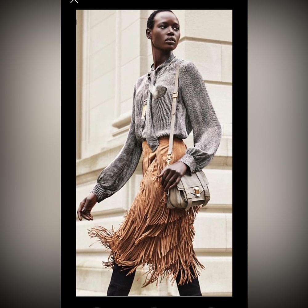 Intermix Suede Fringe Skirt- New With Tags!! - Picture 2 of 13